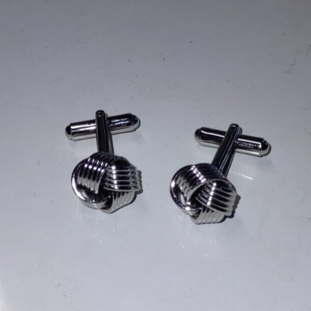 Silver Tone Knot CUFFLINKS - Picture 2 of 4